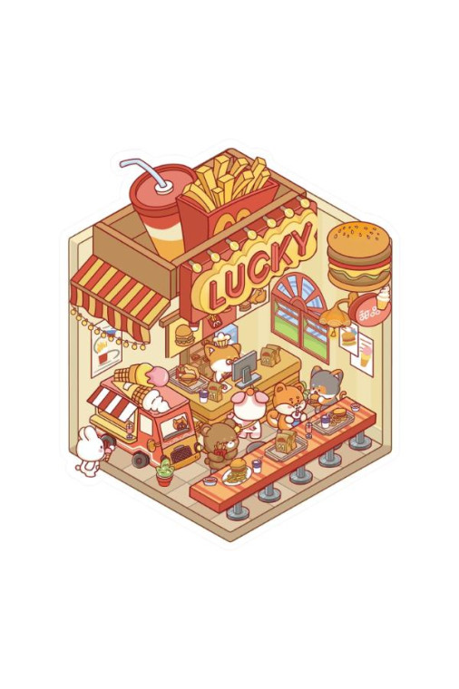 Наклейки для творчества Puppy burger shop (набор/ 2 листа наклеек и картонная подложка)